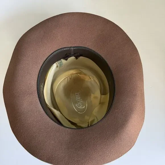 Vtg Bailey Beaver Felt Cowboy Hat Size 6 7/8 55 Chocolate Brown Wool‎ Felt T81